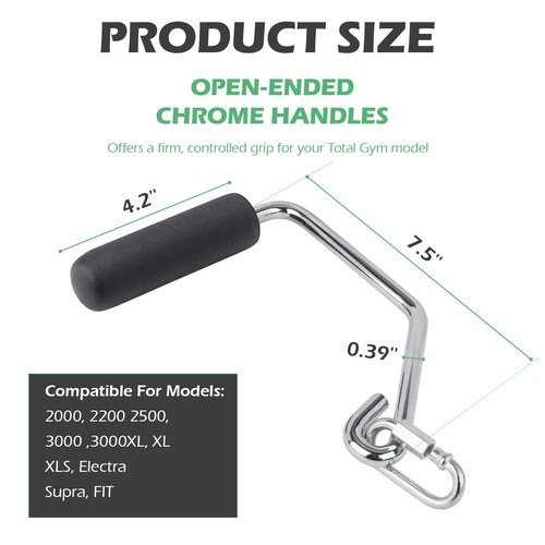 Dsyboko Open Ended Chrome Grip Handles for Total Gym Accessories - Compatible with Total Gym XLS, Supra, Electra, FIT - Replacement Parts