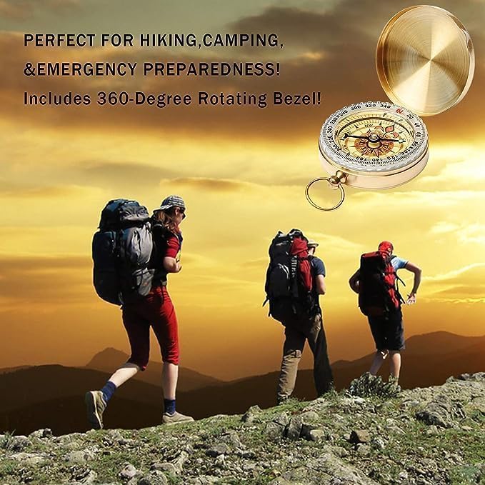Metal Outdoor Compass for Hiking, Camping & Navigation