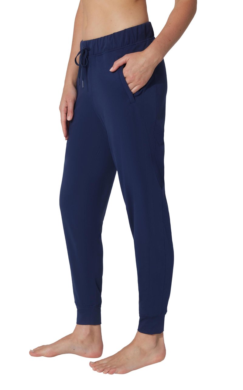 Yogalicous Womens Jogger High Rise Workout Side Pocket Pants with Drawstring - Naval Blue - Medium