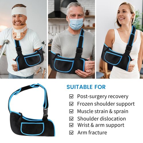 Arm Sling Shoulder Immobilizer for Men and Women, Adjustable Rotator Cuff Support Brace, Fit Left or Right, Comfortable Medical Slings for Elbow and Wrist Injury, Forearm Fracture, Surgery Recovery