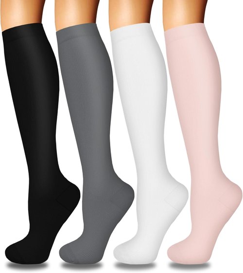 Iseasoo Compression Socks for Women - Enhanced Circulation Support for Nurses & Athletes | 4 Pairs