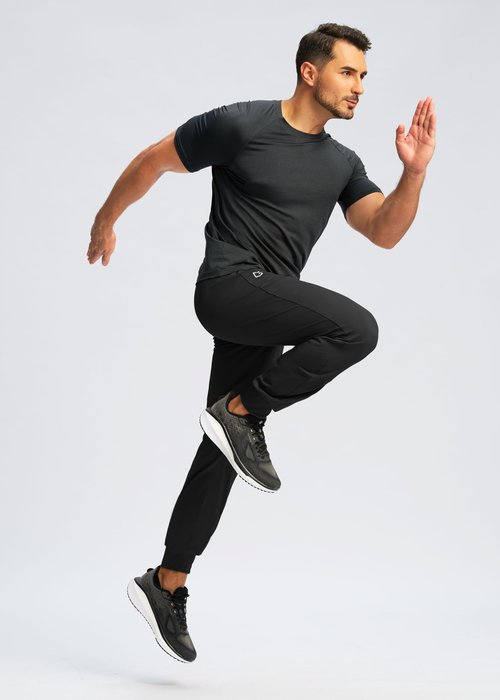 G Gradual Men's Joggers with Zipper Pockets Workout Track Pant Stretch Sweatpants for Men Athletic, Gym, Running(Black,L)