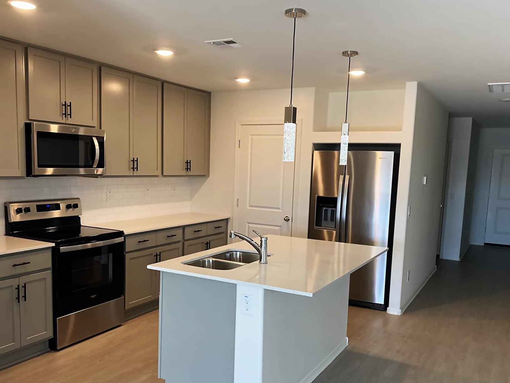 SEENMING HOUSE Mini Integrated Hanging Crystal Kitchen Island Modern Concise Pendant Ceiling Light Fixture,for Kitchen Island Dining Room Bedroom Hallway,UL Listed (Brushed Nickel, 2 Pack)