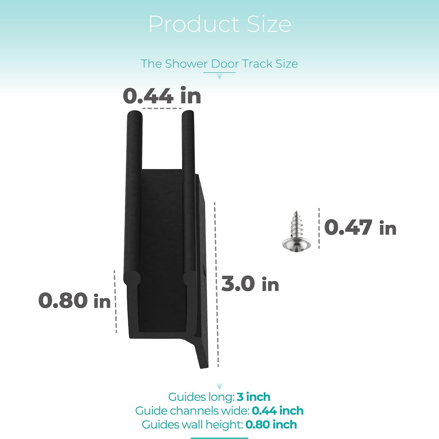 Shuisen Sliding Shower Door Bottom Guide 1/2" x 3" Fit for Glass Sliding Shower Doors Up to 1/2" Wide, Shower Door Plastic Track Guide with Screw, Shower Door Replacement Parts, Black 1 Pack