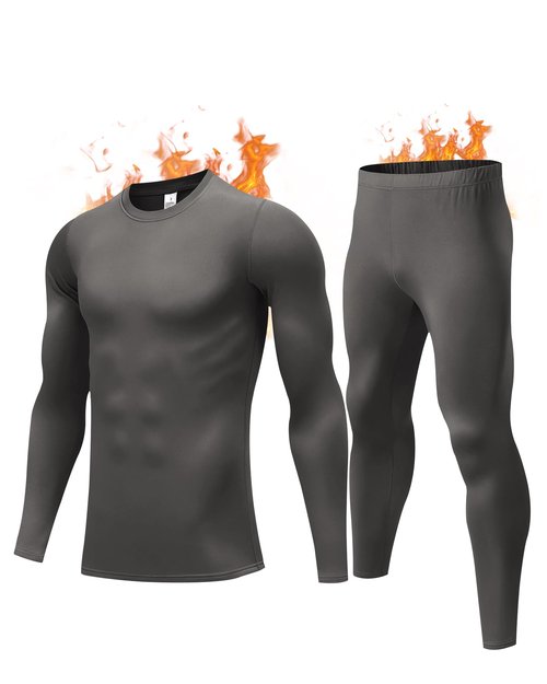 JZCreater Thermal Underwear for Men, Mens Long Johns Thermal Underwear Set, Fleece Lined Base Layer for Cold Weather Dark Gray