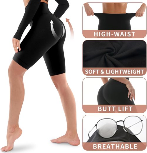 Laite Hebe Biker Shorts for Women - High Waisted Tummy Control | 3 Pack for Yoga & Running