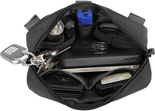 **Skiennix Tactical MOLLE Admin Pouch - Laser Cut EDC Utility Bag with US Flag Patch & Keychain**