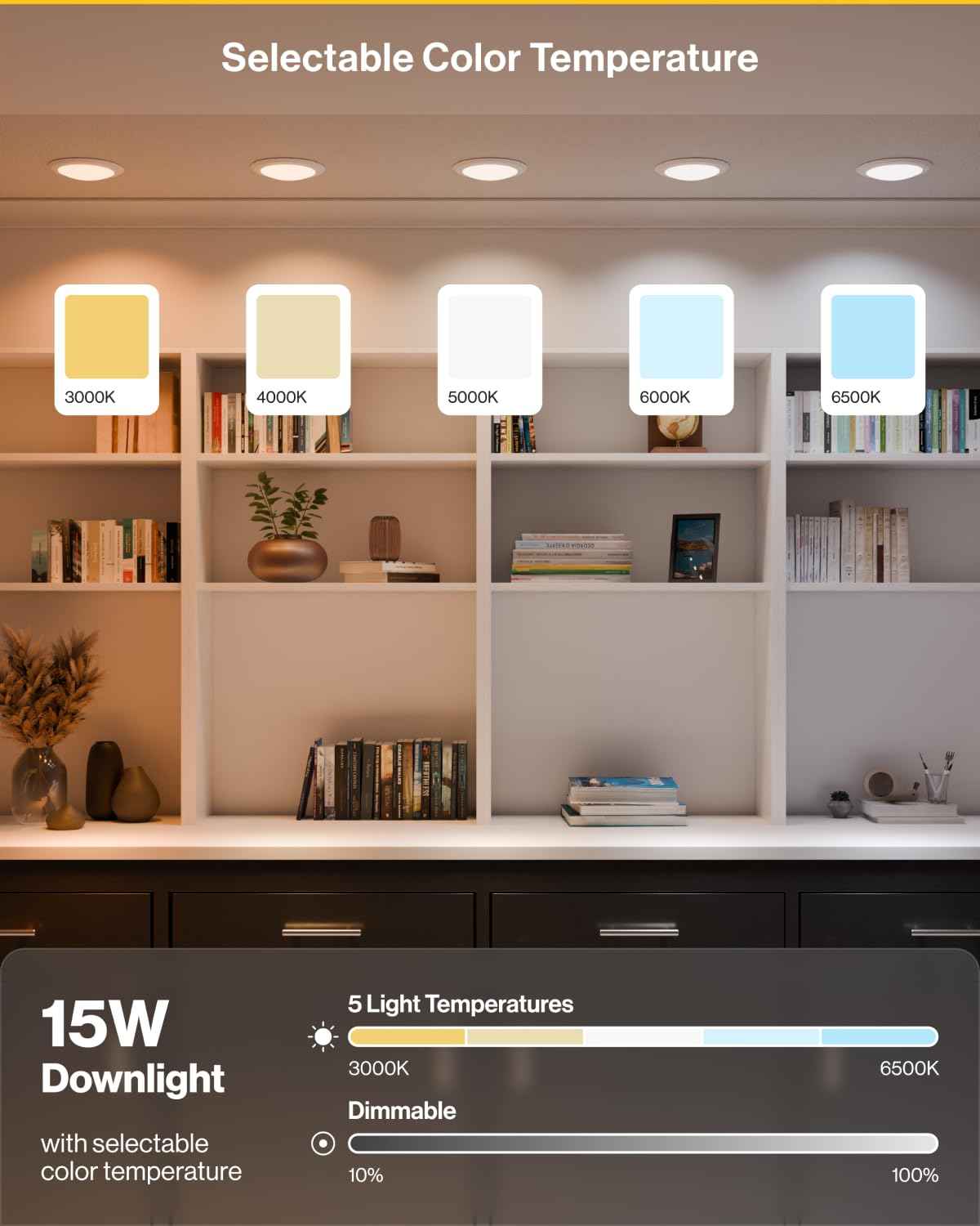 Sunco LED Disc Lights Ceiling 6 Inch, Flush Mount Disk Light, Recessed Can Lighting, 1050 LM, 15W (75W Equivalent), Selectable CCT 3000K/4000K/5000K/6000K/6500K, Dimmable, Damp Rated ETL 2 Pack.
