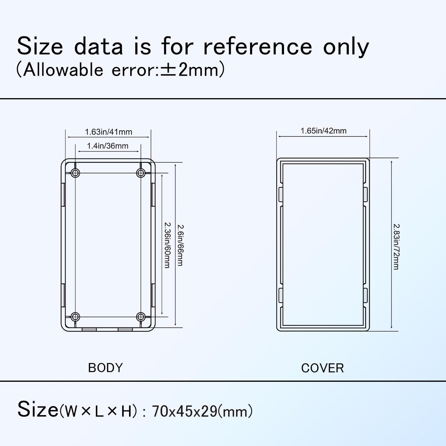 HoHaing Project Box 8 Pieces Electrical Box Small Junction Box ABS Plastic Enclosure Power Electronic Case Black 2.76" x 1.77" x 1.14"(70 x 45 x 29mm)