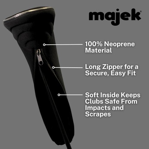 Black Golf Zipper Head Cover #5 Fairway Wood Metal Headcover Neoprene Traditional Plain Protective Cover Fits All Fairway Golf Clubs for Golfing Buddies