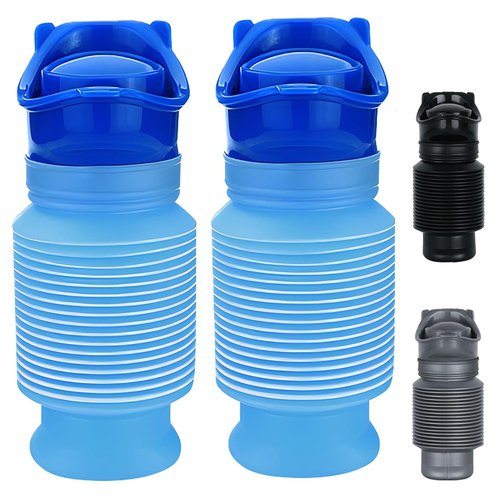 Portable Urinals for Men/Kids,Collapsible Travel Pee Bottles Female,750ML Adjustable Toilets for Toddler Boys,Women,Disabled Person Disabled Traffic Jam and Camping,Blue Set of 2