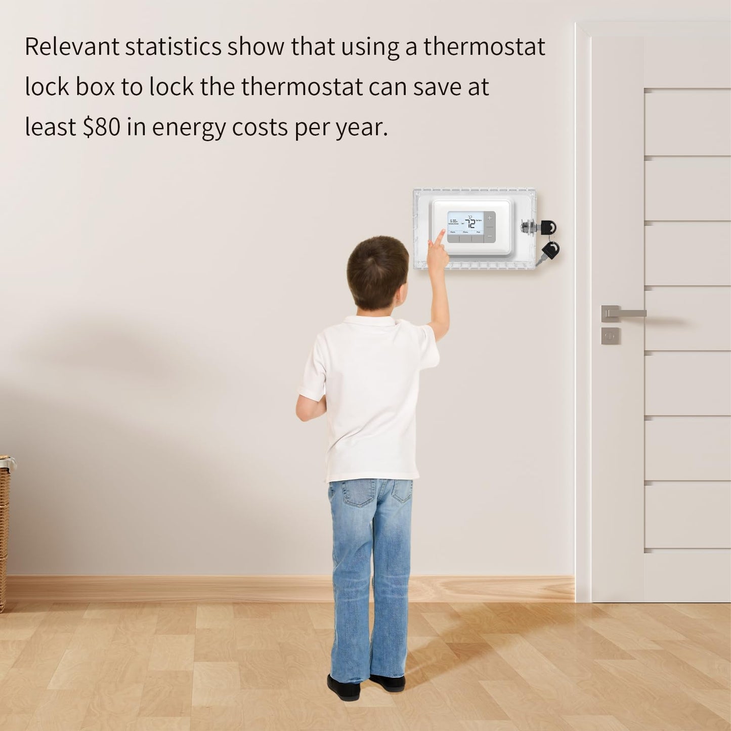 Vazioyar Thermostat Lock Box,Thermostat Lock Box with Key,Thermostat Guard,Transparent Thermostat Protective Cover,Compatible with Wall Mounted Home thermostats