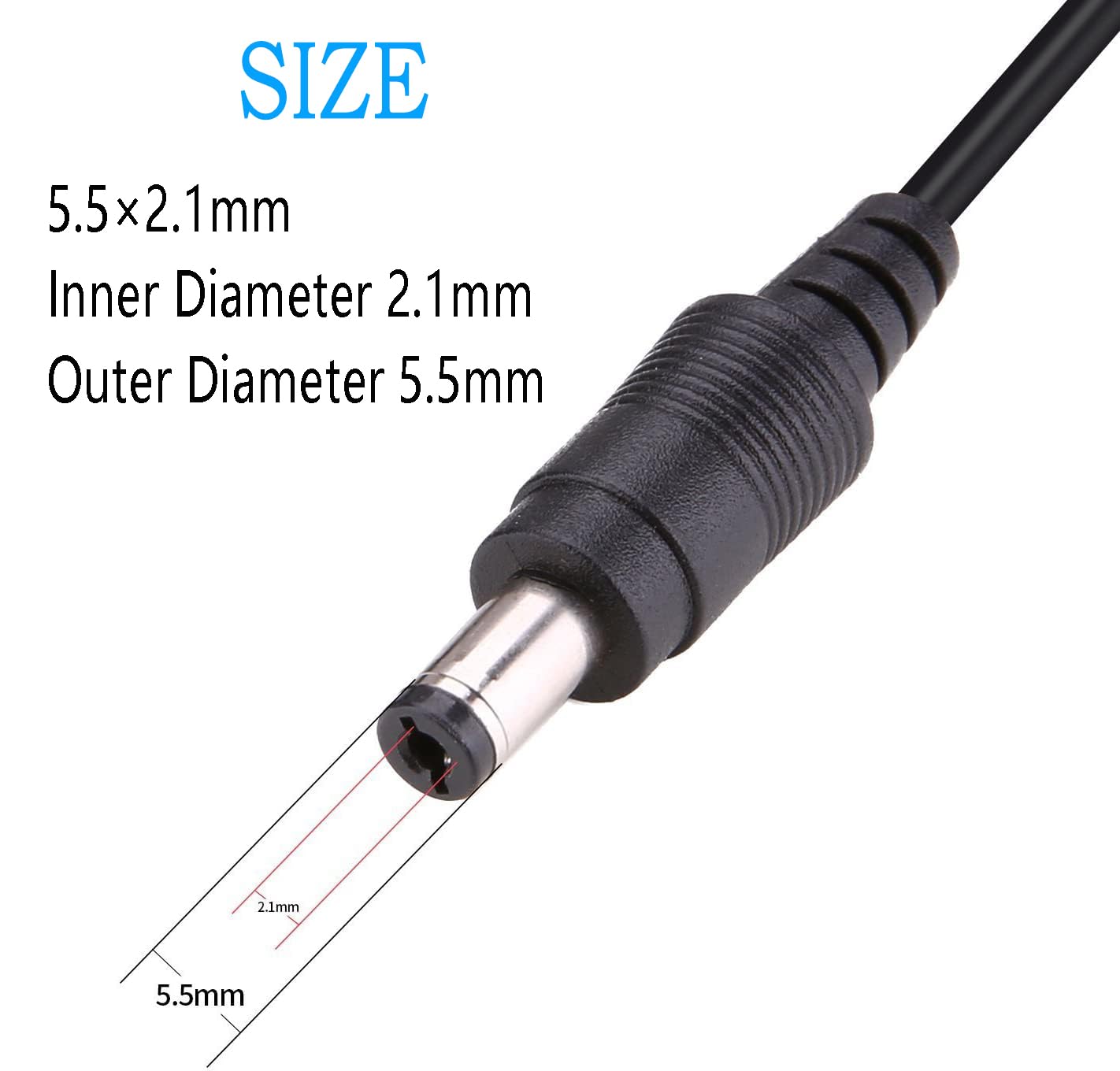 DC Power Extension Cable 5.5mm x 2.1mm 18AWG Current 10A 16.4FT Female to Male,Thickened Metal Connector Extension Cord for Security Cameras CCTV IP, Router, LED Strips, Solar Panels 5V 9V 12V 24V