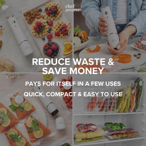 Chef Preserve Reusable Vacuum Sealer Bags - 60 BPA-Free Food Storage Bags | Odor-Resistant & Leak-Proof