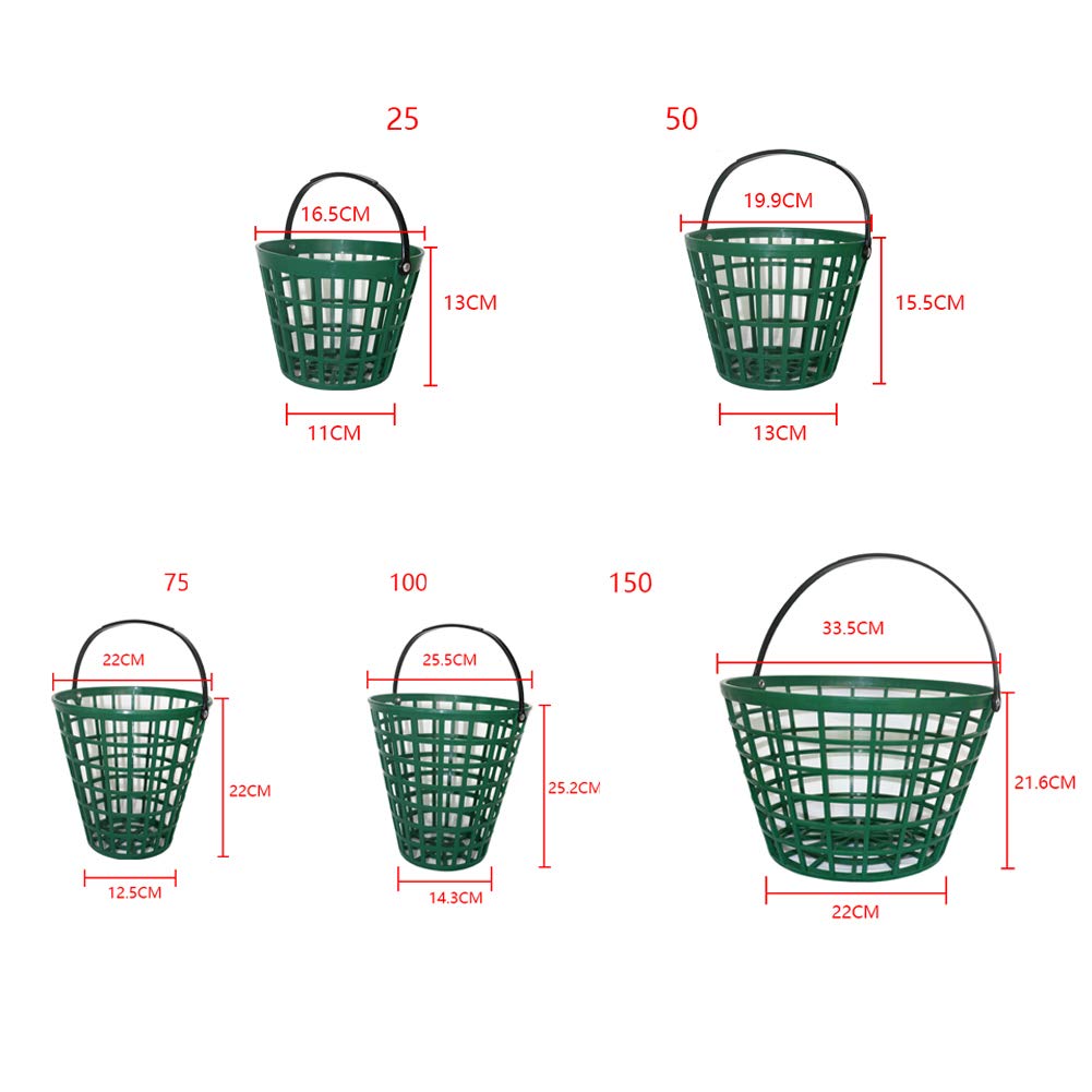 EMVANV Golf Ball Basket, Golf Ball Storage Bucket Container with Handle Outdoor Outside Sports Golf Club Accessories (25balls)
