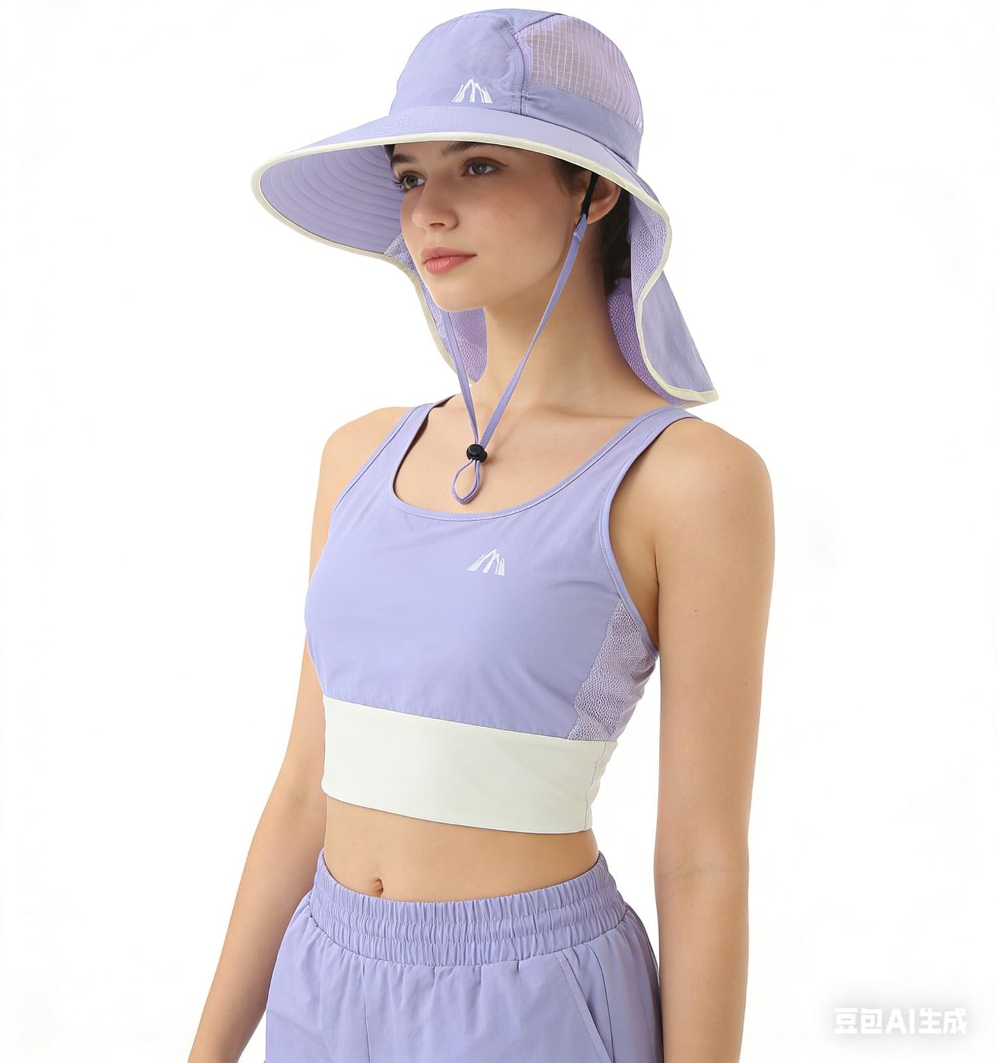 LMLALML Womens Sun Hats Hiking Fishinghat Wide Brim UPF 50+ UV Protection Gardening Hats with Large Neck Flap for Womens and Young Girls Light Purple