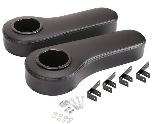 Dr.Acces Golf Cart Rear Seat Arm Rests | No Drilling Required, Universal Arm Rest Fits on EZGO, Club Car, Yamaha Golf cart with Rear seat (Black)