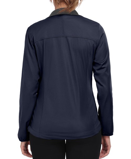 Little Donkey Andy Women's Full Zip Up Casual Jacket Lightweight Lapel with 3 Pockets for Outdoor Workout Travel Sports (Dark Blue S)