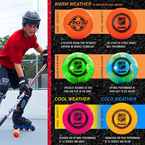 Assorted All Weather Franklin Sports NHL Street Hockey Balls - Pack of 3