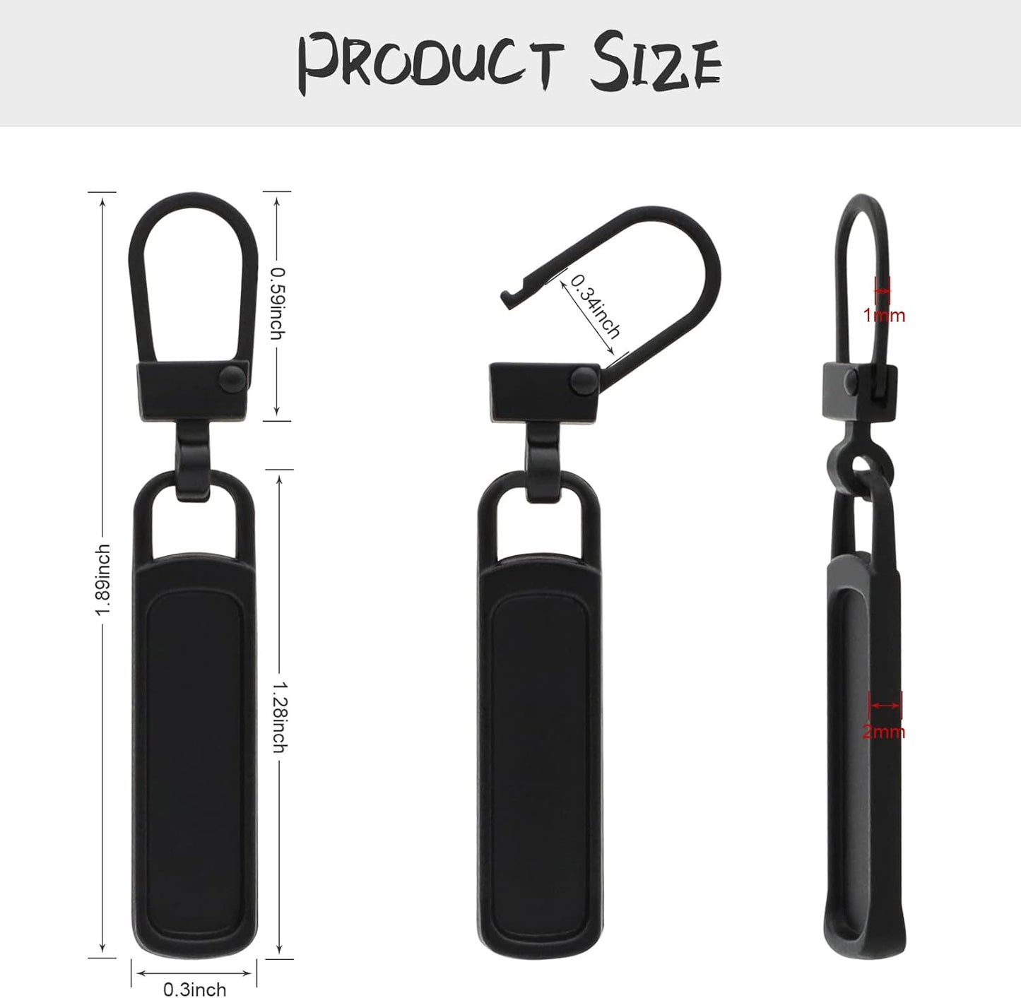 Skiennix Zipper Pull Replacement - 10 Detachable Tiny Sliders for Luggage, Jackets & More | Silver, Black, Gold, Gun Black