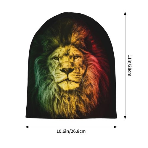 KOSUES Jamaica Rasta African Lion Beanie Knit Cap Adult Knitted Hat Ski Stocking Cuffed Caps Winter Warm Skull Cap Cancer Headwear Sleep Head Wraps Nightcap Chemo Covering Cap