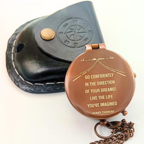 Joshua 1:9 Engraved Brass Compass – Go Confidently Inspirational Quote – Graduation Gift 2025, Baptism, Confirmation Gift for Boys, Perfect for Thanksgiving, Christmas, or Holiday Gifting
