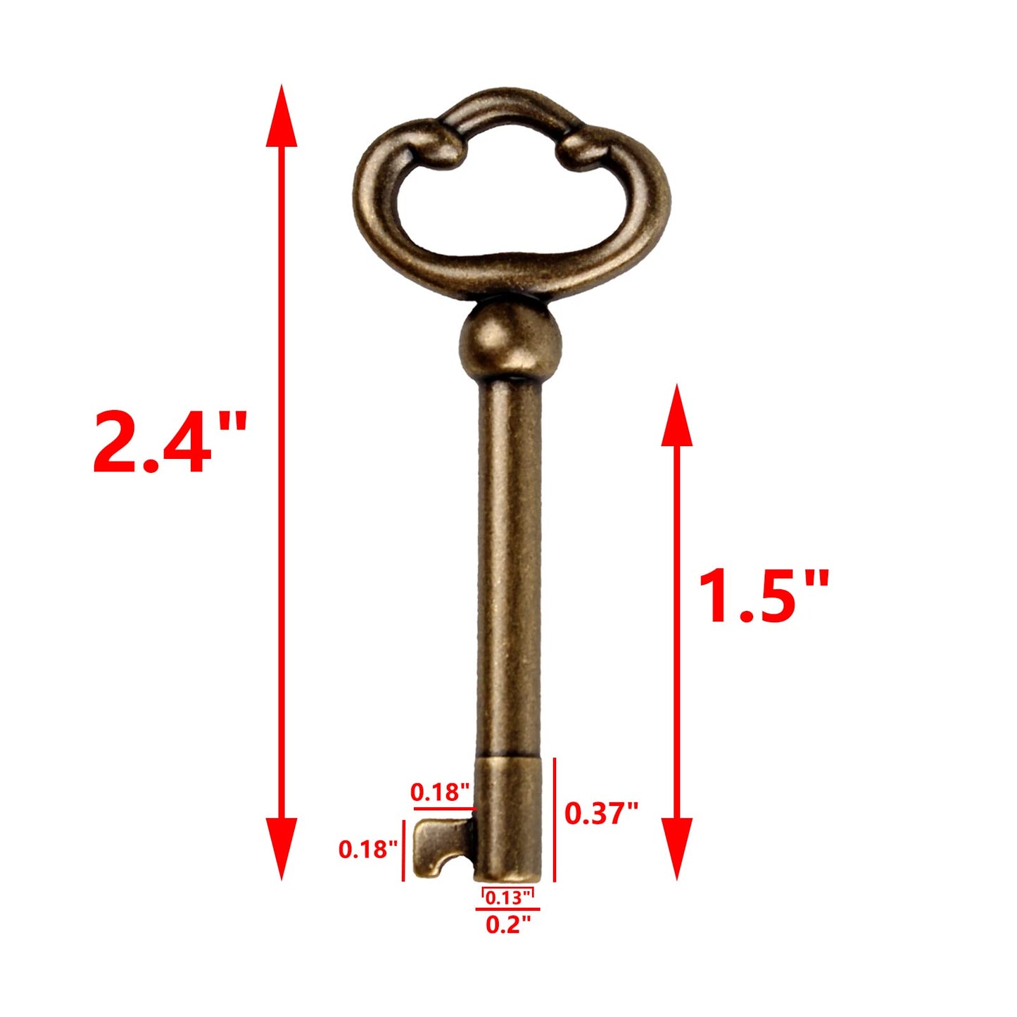 KY-2AB Universal Skeleton Key,Antique Brass Plated Hollow Barrel Skeleton Key for Cabinets,Curio,Jewelry Boxes,Desk and More(2 Pack)