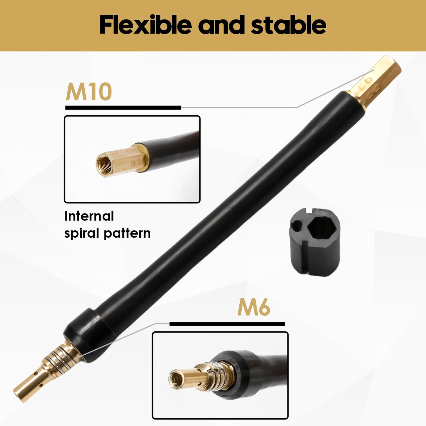 Flexible Mig Welding Neck, 360 Flexible Mig Extension, 030 Inch 0.8mm M6 Nozzle Holder Diffuser&Guard&Torch Neck for MB15 15AK Flexible Mig Gun Extension