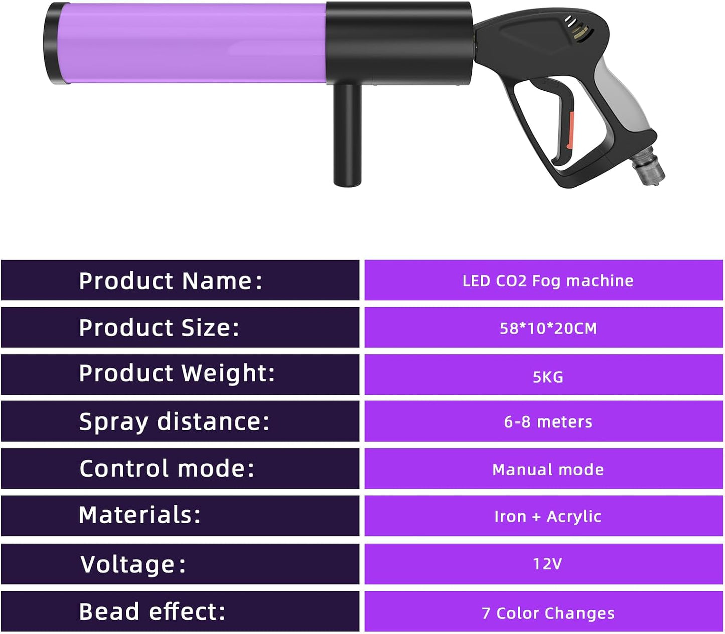 Skiennix Handheld CO2 Jet Blaster - RGB LED Smoke Machine for Events, Weddings & Parties | 1 Pack