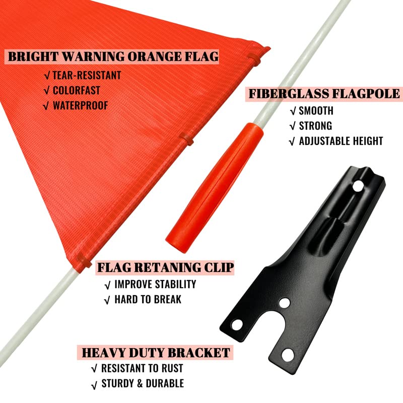 Orange Bicycle Safety Flag with 6 Ft Adjustable Pole