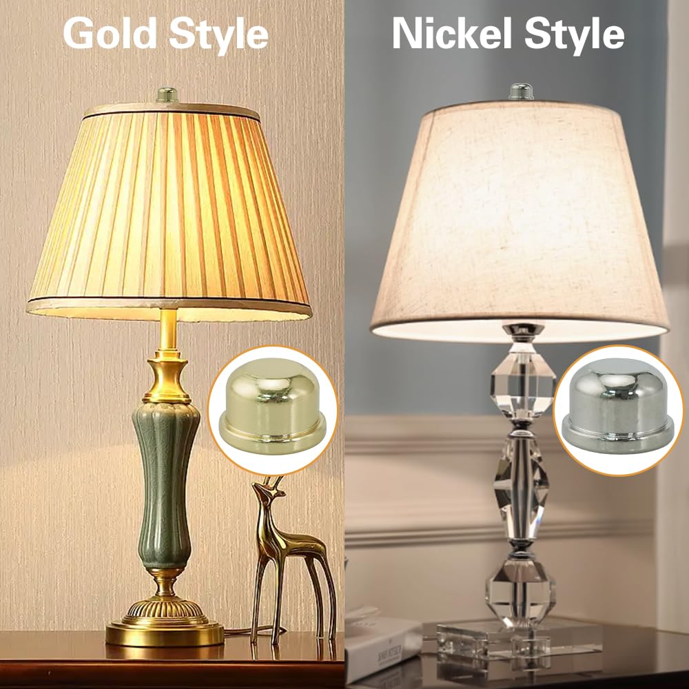 Asjeumt 10 Pcs Lamp Finial 5 Colors Lamp Toppers Screw on Solid Finials for Light Harp Lampshade Finial, Replacement Lamp Shade Screws Cap Knob - 2 Each Of Antique Gold, Silver, Black, Bronze, Gold