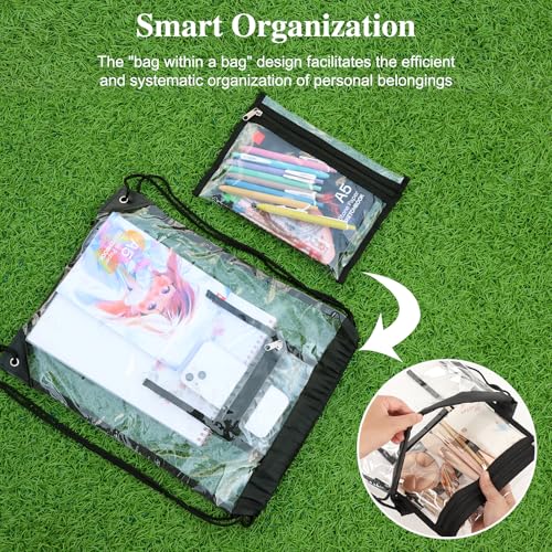 Clear Drawstring Bag, 17x13in Transparent Backpack, Bag for Stadium