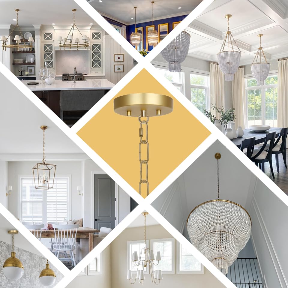 MAYOMAJO Upgraded 4-3/4 Inches Light Canopy Kit with Heavy Duty Replacement Ceiling Cover Plate & Mounting Hardware for Lighting Fixtures Chandelier Pendant Lamp or DIY Project (Brass)