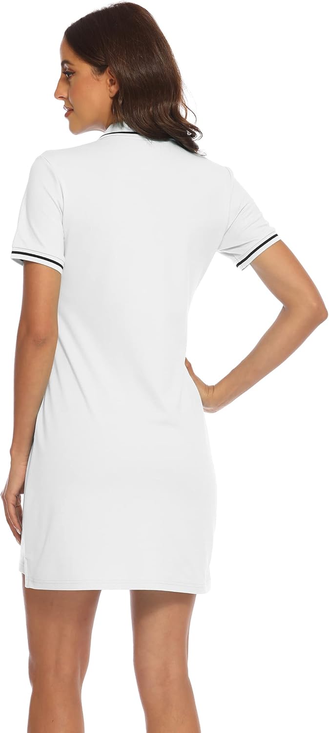 YSENTO Tennis Dress for Women - Short Sleeve Activewear with UPF 50+ Sun Protection | Stylish Polo Golf Dress