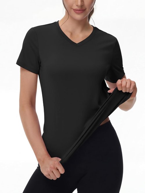 MAGCOMSEN Women's Athletic V-Neck Workout Top - Quick Dry, Moisture-Wicking, UPF 50+ | Perfect for Gym Use