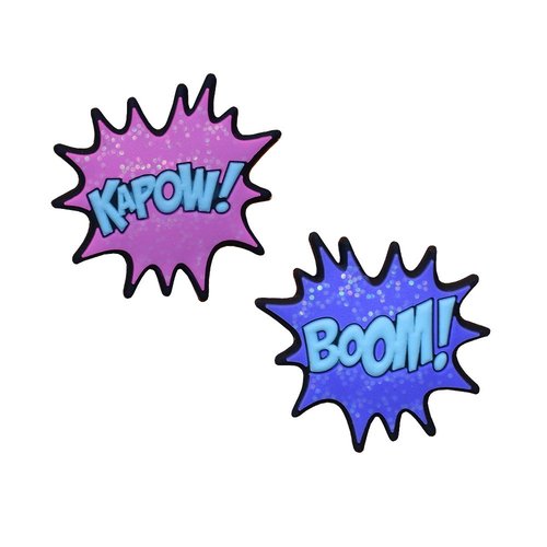 Racket Expressions - Girls Purple and Pink Tennis Racket Dampener Shock Absorber - Cute Tennis Dampeners for Rackets - 2 Sided Kapow and Boom Tennis Vibration Dampener 2 Pack