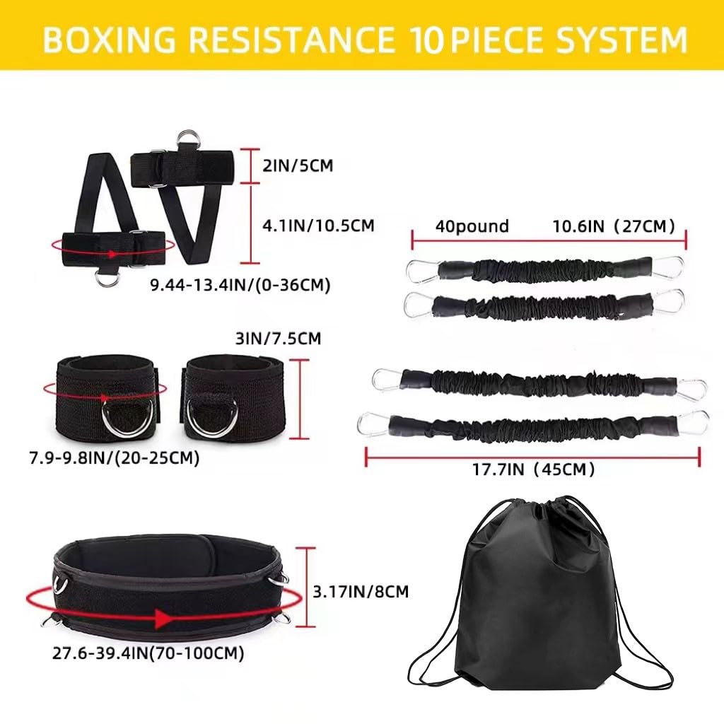 OYINDIZ Boxing Resistance Bands, Leg Strength and Agility Speed Trainer Exercise Full Body Physical Workout Power Punch Pro for MMA, Volleyball Basketball Football Training Equipment