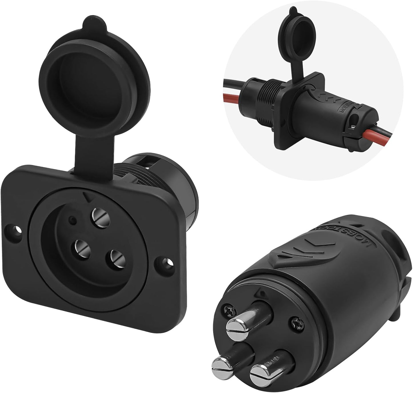 Minn Kota Trolling Motor Plug & Receptacle - Watertight Heavy Duty Connector for 12-48V Systems