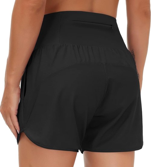Gym People Women's High Waist Running Shorts - Athletic Hiking Workout Shorts with Liner & Zip Pockets
