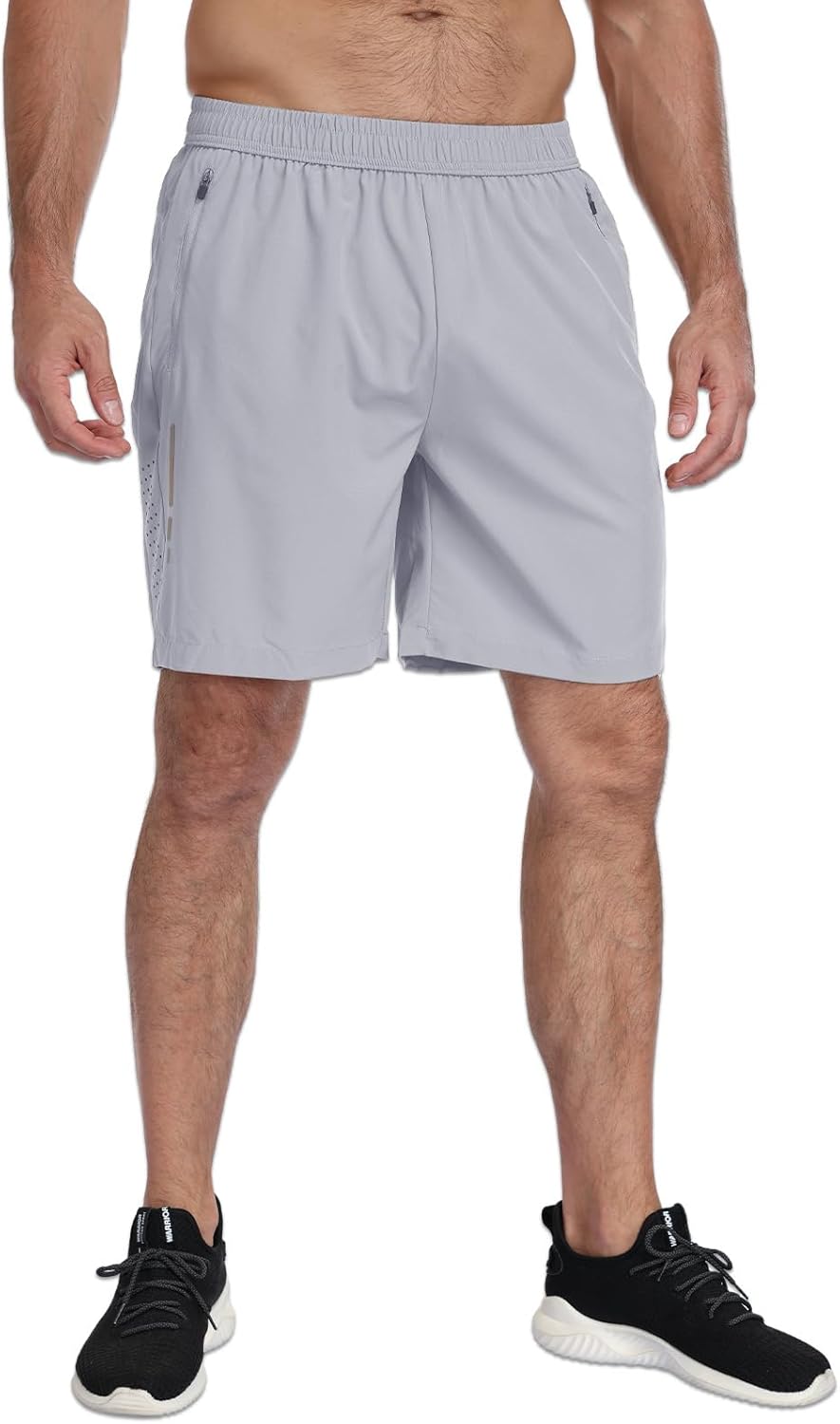 Men's Athletic Gym Shorts with 3 Zipper Pockets 7" Lightweight Quick Dry Workout Running Shorts