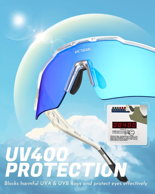 VICTGOAL Polarized Sports Sunglasses for Men Women Cycling Glasses UV Protection Lightweight TR90 Frame Cycling Sunglasses (Blue)