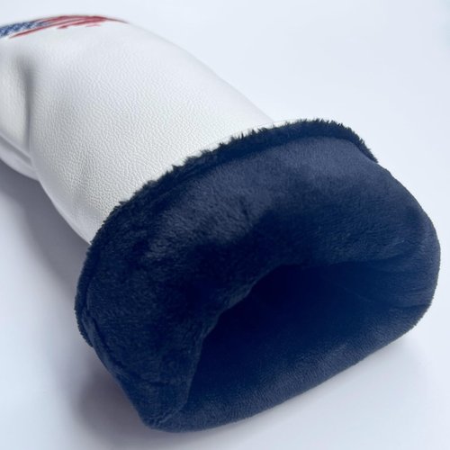 USA Golf Club Covers Set,Driver Headcover Hybrid Headcover and Fairway Wood Head Covers, Premium PU Leather White Golf Head Covers for Woods and Driver,Golf Gifts for Men Golfers