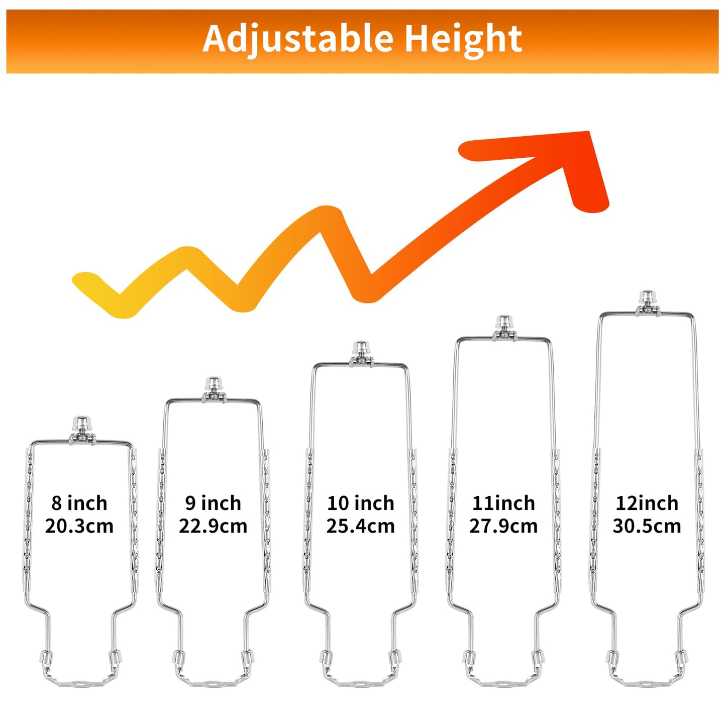 Lamp Harp Kit,Adjustable Lamp Shade Holder, harp and finial for lamp,Lamp Shade Holder Fits 8 9 10 11 12 inch Shades, with Lamp Rod and E14 E26 E27 Light Base UNO Fitter Adapter Converter Finial Set
