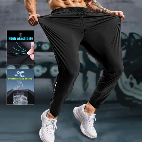 Hidkat Men's Sweatpants Lightweight Active Pants Quick Dry for Running 、Jogging 、Yoga、Golf with Zipper Pockets