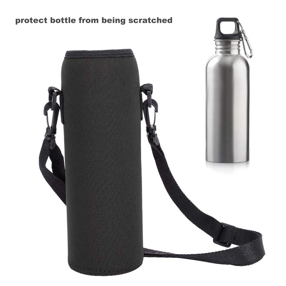 Mrisata Neoprene Portable Insulated Water Bottle Sling Holder Bag, 1L Carrier, Black