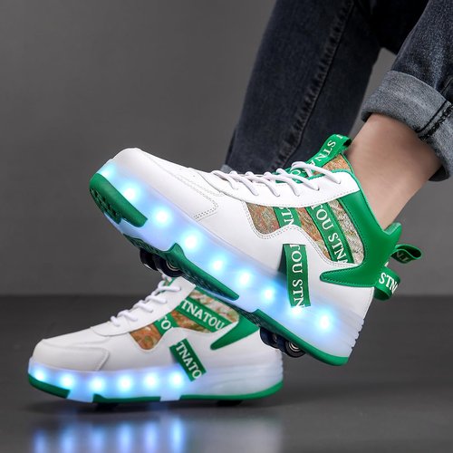 HHSTS Roller Skate Shoes for Kids Upgraded 16 LED Model 4-Wheels USB Charge Light up Boys Girls High Top Fashion Sneakers for Child Christmas Birthday New Year Gifts