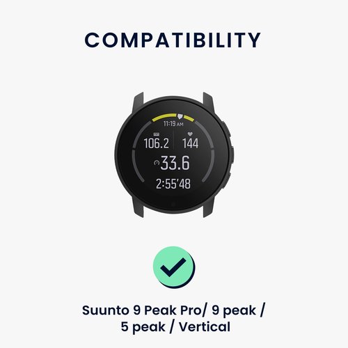 kwmobile Straps Compatible with Suunto 9 Peak Pro/ 9 peak / 5 peak/Vertical Straps - 2x Replacement Silicone Watch Bands - Black/Pastel Green