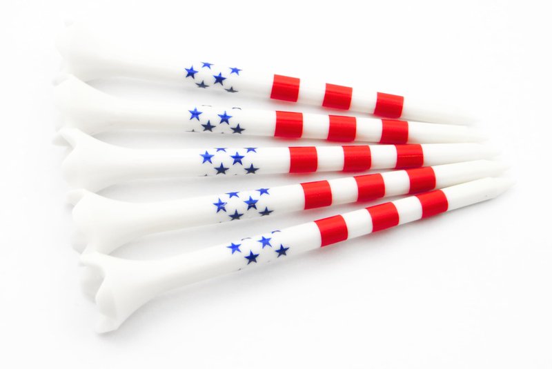 BM Outdoors 3-1/4 Inch Plastic Golf Tees, American Flag, Stars and Stripes, 100 Count Plastic
