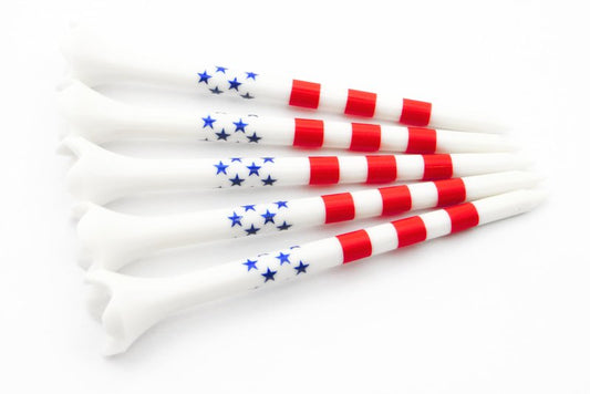 BM Outdoors 3-1/4 Inch Plastic Golf Tees, American Flag, Stars and Stripes, 100 Count Plastic