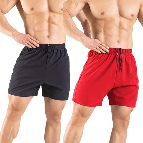 Gaglg Men's Running Shorts - Quick Dry Athletic Gym Shorts with Zipper Pockets | 5" 2-Pack